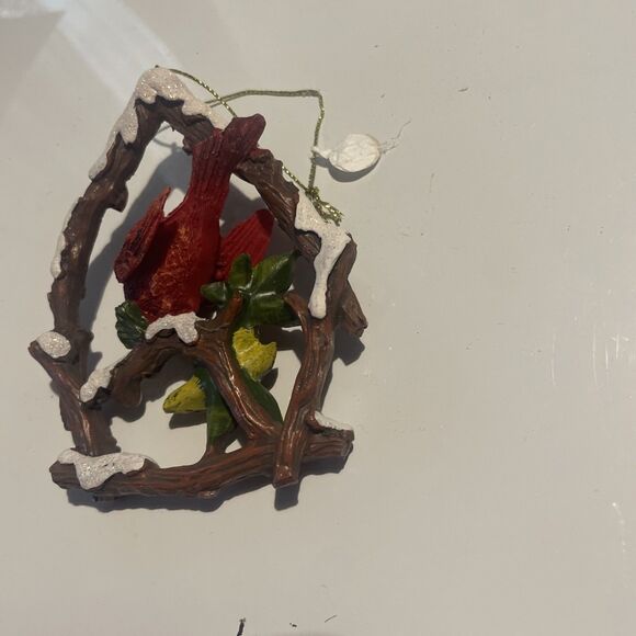 Vintage Cardinal in a  Holly Berries Christmas Ornament ... - Picture 5 of 7